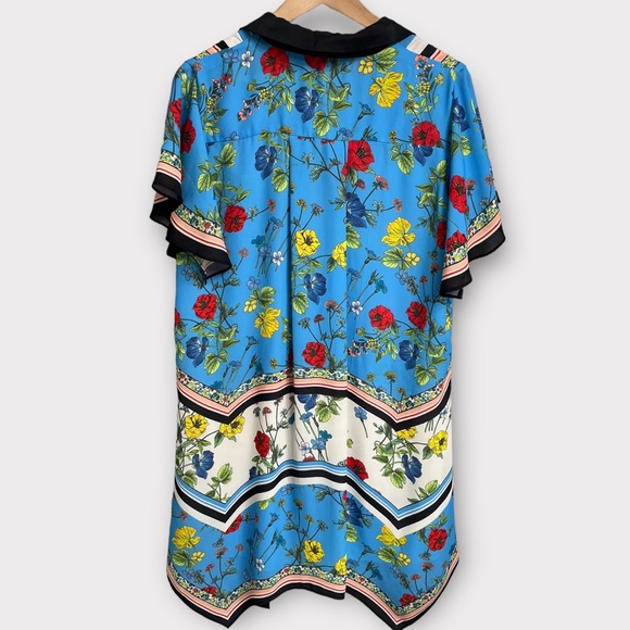 Alice + Olivia Conner Floral-Print Handkerchief Shirtdress Large - Picture 4 of 8